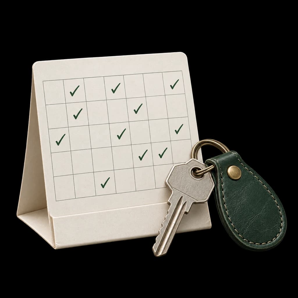 Home keys beside an appointment calendar