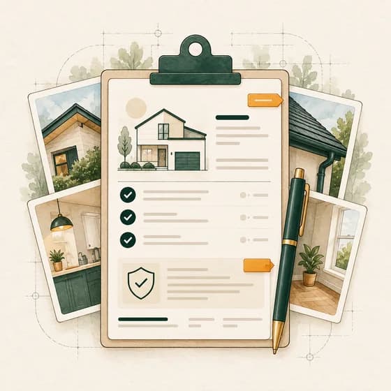 Illustrated inspection report with property photographs and notes